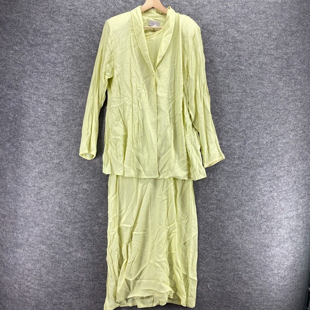 Collection Dress Suit Women XL Yellow One Button Collared Long Sleeve Maxi Long